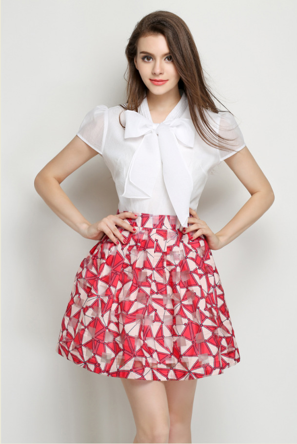 Butterfly Splicing Print Dress With Short Sleeves Dress on Luulla