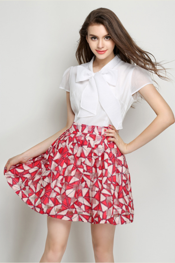 Butterfly Splicing Print Dress With Short Sleeves Dress on Luulla